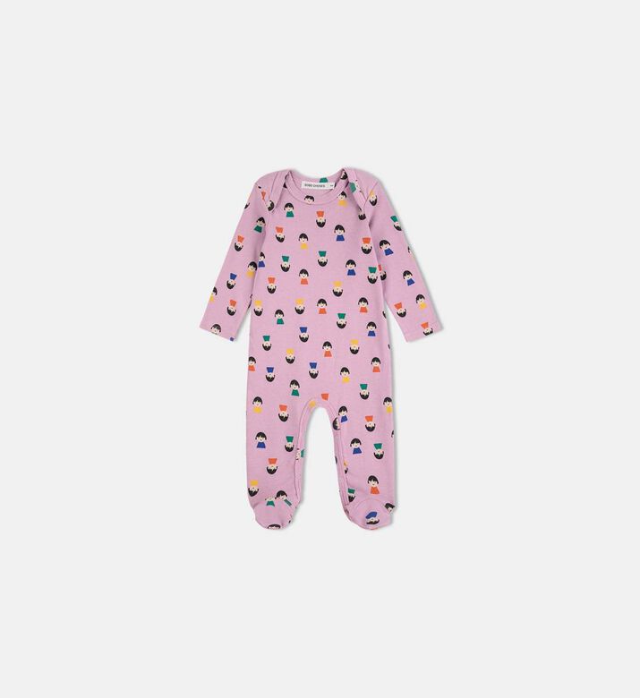 Bobo Choses Colorful Face Pattern Snap Buttons Long-sleeve Sleepsuit, Packshot View