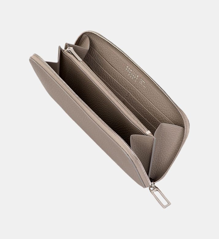 Camille Fournet Taurillon Grained Leather Wallet, Grey, Packshot View