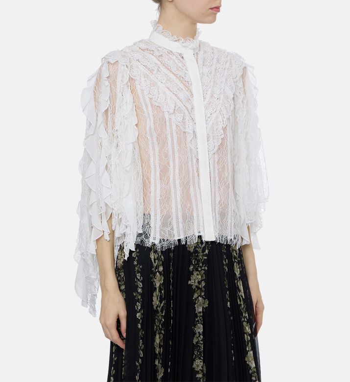 Alice and Olivia Rheba Ruffled Lace Top, Model View