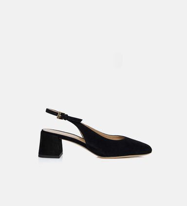 Suede Slingback Mid-heel Pumps