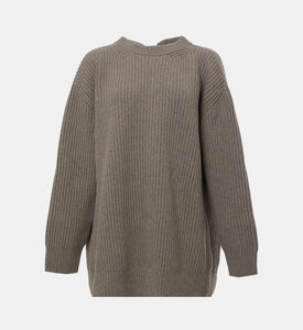 سترة صوف مضلعة بياقة عالية