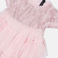 Annalise Puff-sleeve Tiered Tulle Dress