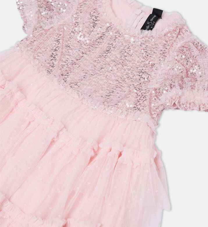 Annalise Puff-sleeve Tiered Tulle Dress