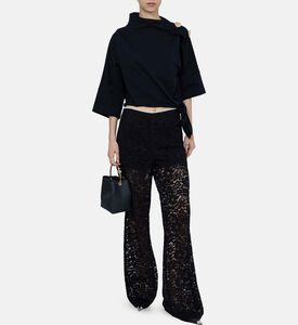 Lace Embroidered Flower Wide-leg Pants