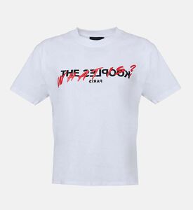 تيشيرت قصير الأكمام بطبعة شعار غرافيكي ثنائي اللون