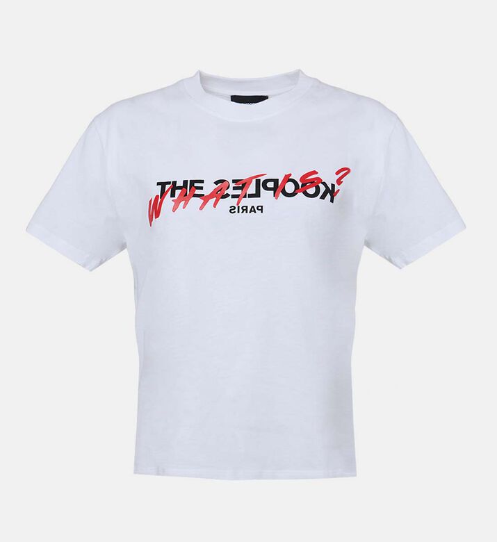 تيشيرت قصير الأكمام بطبعة شعار غرافيكي ثنائي اللون