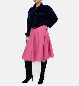 Blue For Burgundy Embellished Buttons Cropped Jacket, Navy, 40, Model View