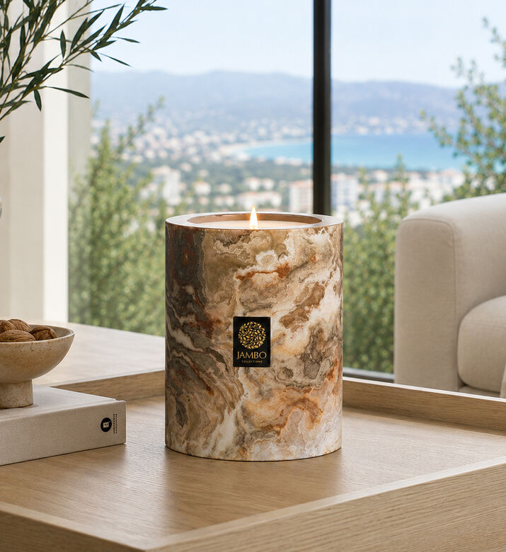 Jambo Collections Sahara Marble Scented Candle, Brown, 10-cm, Packshot View