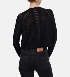 كارديغان طويل الأكمام بنسيج شفاف