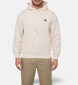 Maison Kitsune Contrasting Embroidered Patch Drawstring Hoodie, Model View