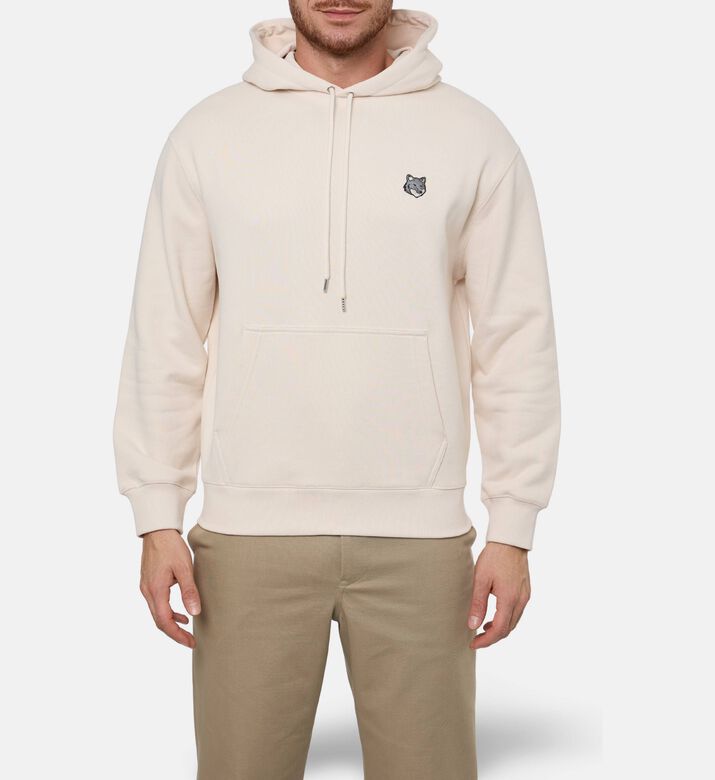 Maison Kitsune Contrasting Embroidered Patch Drawstring Hoodie, Model View