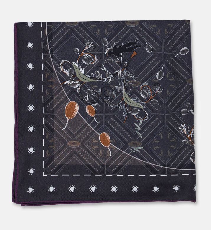 The Zeituna The Guardians Dark Dotted Borders Square Silk Scarf, Packshot View