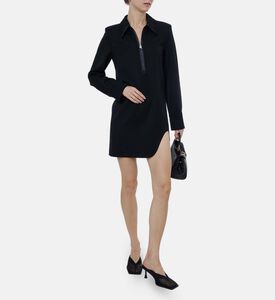 فستان قصير بأكمام طويلة وسحاب للإغلاق