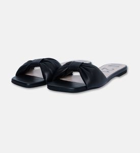 N 21 Leather Bow Flat Heel Slides, Black, Eu-36, Packshot View