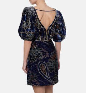 Farm Rio Floral Glam Scarf Velvet Mini Dress, Model View