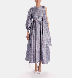 فستان واسع بكتف واحد بطبعة