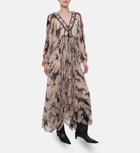 Mes Demoiselles Sheer-print Zig-zag Trim Maxi Dress, Model View