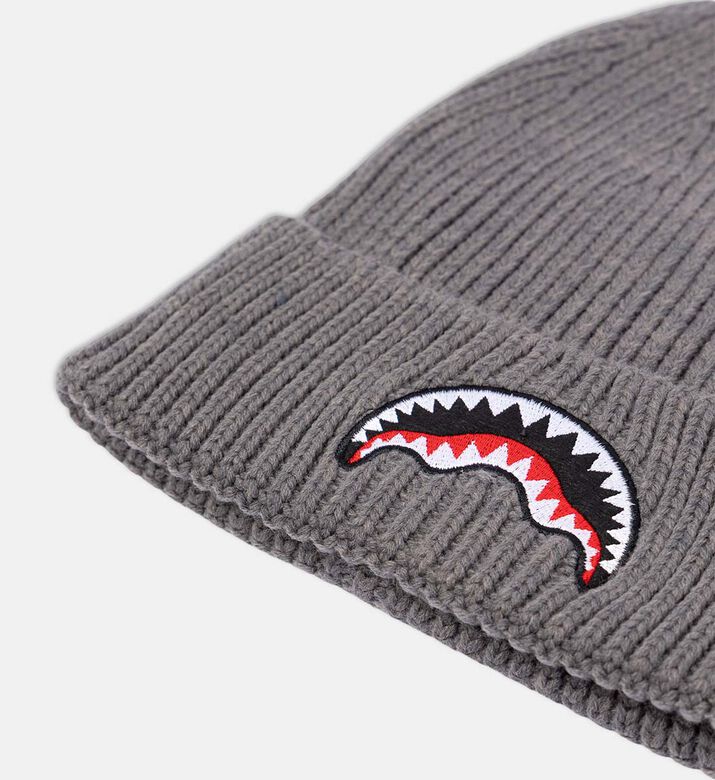 Sharkmouth-embroidery Ribbed Beanie