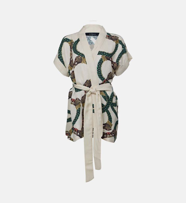 بلوزة سيلين ميستيك بأكمام قصيرة بقصة ملفوفة