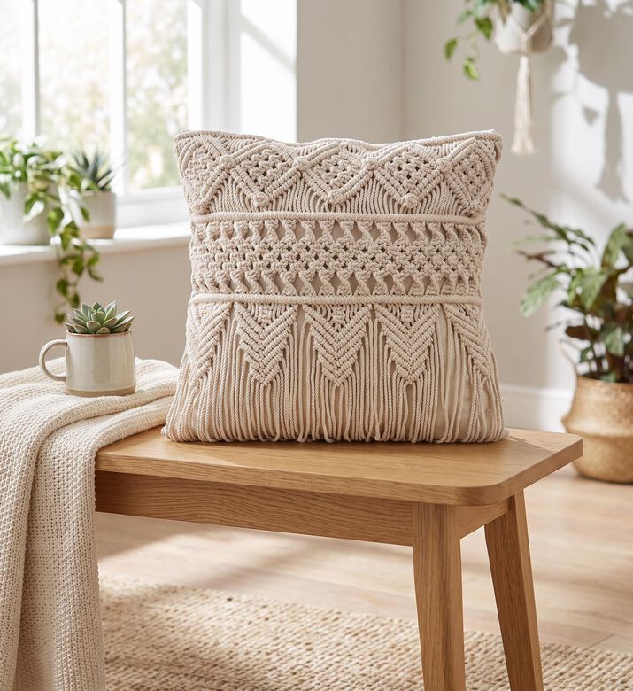 Home Deco and More Pufa Natural Cotton Cushion, Packshot View