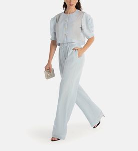 بنطال حريري بروكاد عالي الخصر