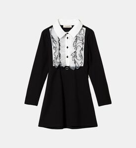 Crepe Frilled Details Flared Dress