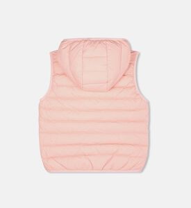 جاكيت بافر وردي بدون أكمام مع هودي