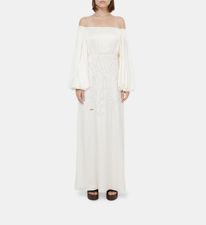 فستان بصدرية بتصميم أوراق شجر