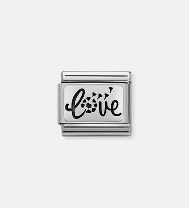 Composable Classic Oxidized Silver Love With Flower Plate