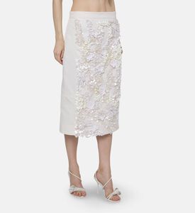 Plan C Floral Sequin Appliqu&eacute; Pencil Skirt, Model View