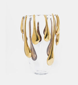 مزهرية بطلاء ذهبي سائل من كريستال