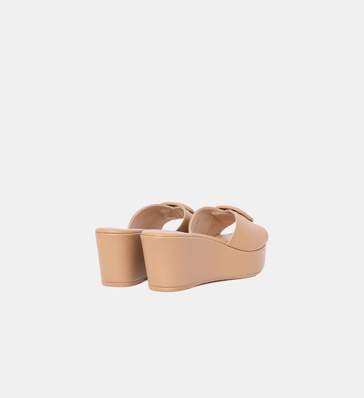 Baldinini Low-wedge Platform Slides, Beige, Eu-38.5, Packshot View