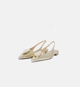 Metallic-finish Buckle Slingback Flats