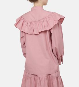 بلوزة بأكمام طويلة بياقة مكشكشة