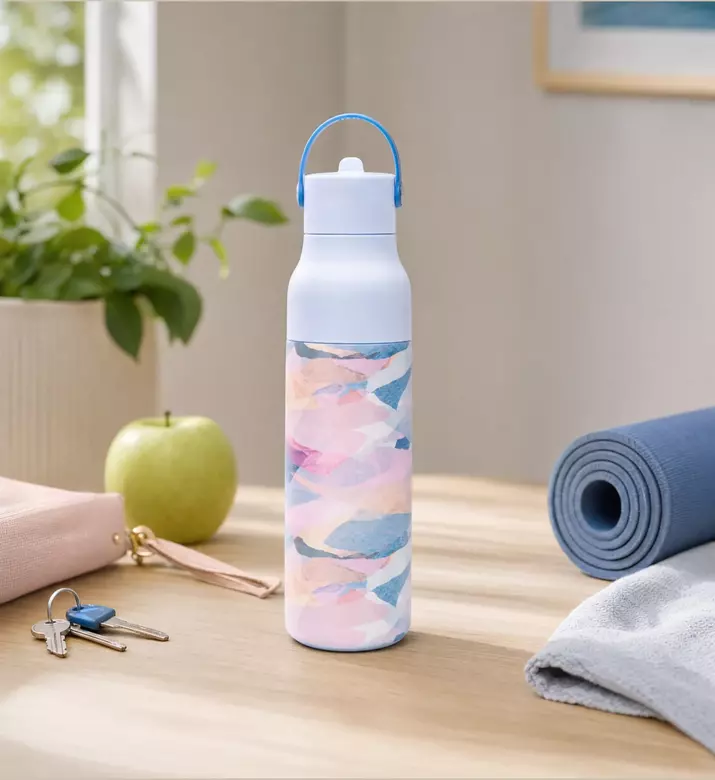 Lund London Cylindrical Water Bottle Indigo Spots, Model View