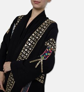 Dalia Al Azem Mirror-work Embroidery Open-front Abaya, Model View