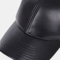 Leather Metallic Logo Baseball Cap