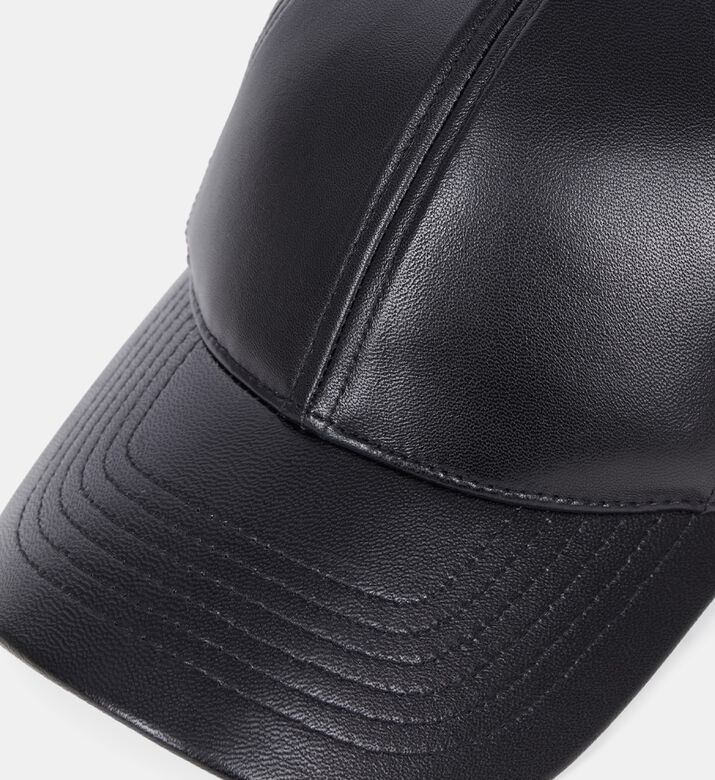 Leather Metallic Logo Baseball Cap