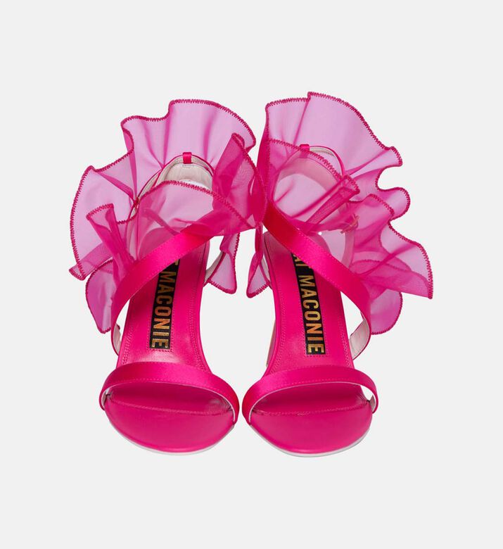 Amba Mesh Ruffle Embellished Heels