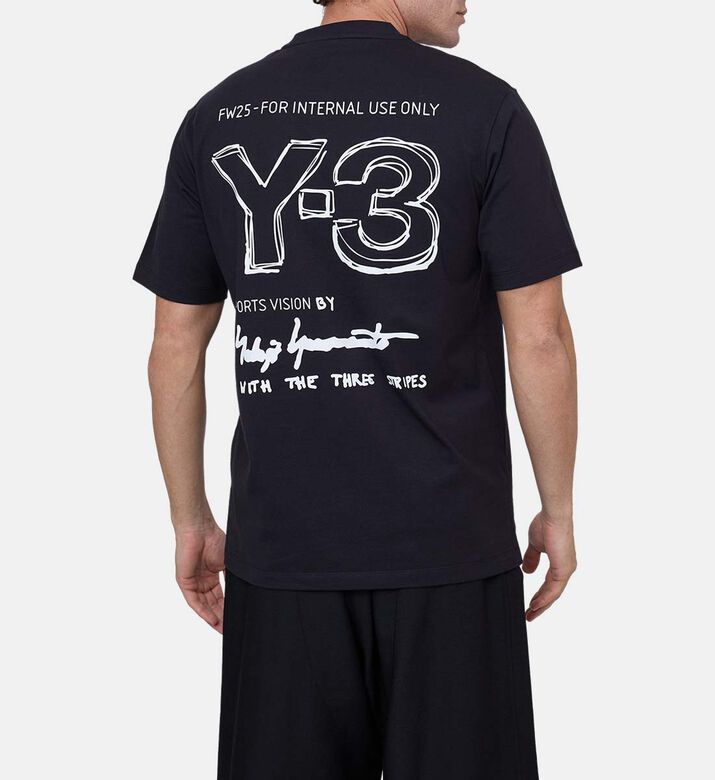 تيشيرت قصير الأكمام قطن بشعار على الصدر