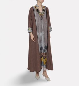 Dalia Al Azem Floral Appliques Printed Abaya, Model View