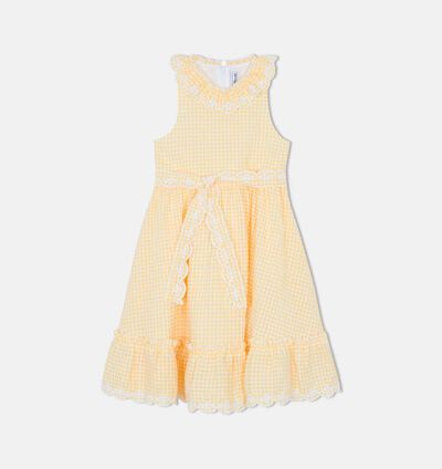 Gingham Lace Trim Dress