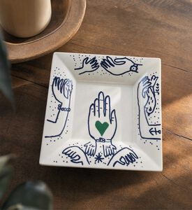 Gien Archipel Sentimental Hands Motif Large Square Candy Tray, Model View
