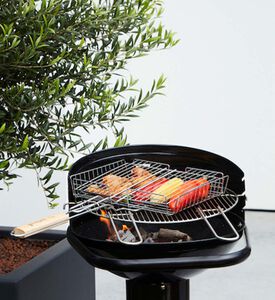 Chrome Wooden Handle Double Grill