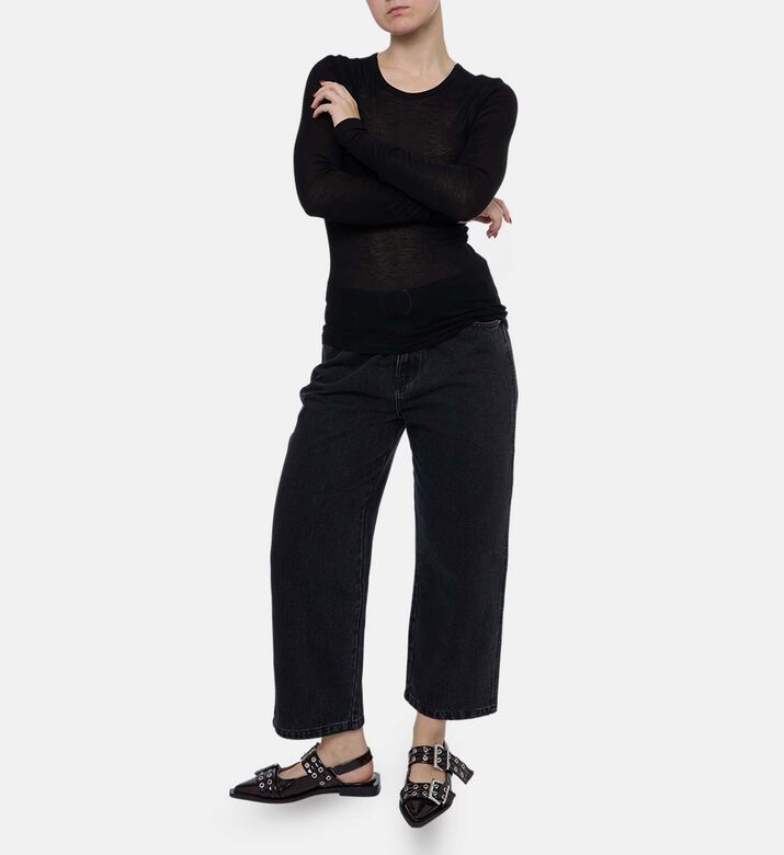 Samsoe Sadou Sheer Long-sleeve Knit Top, Model View