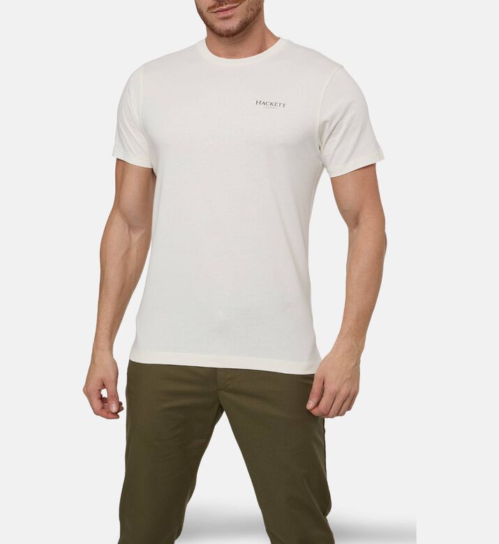 Hackett London Heritage Logo-print Short-sleeve T-shirt, Off-white, S, Model View