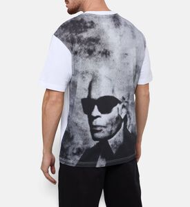 Karl Lagerfeld Logo Face Printed T-shirt, White, M, Model View