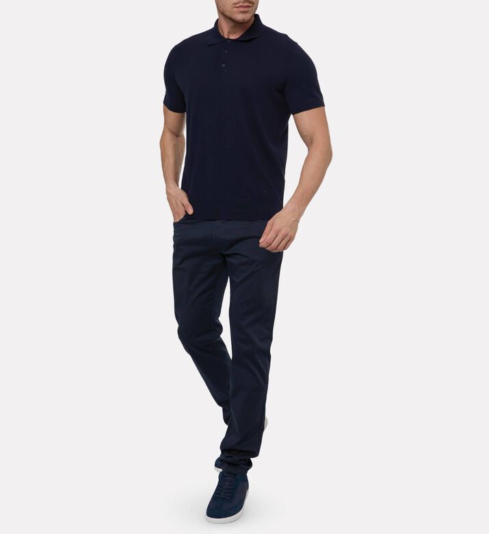 Corneliani Luxury Silk-blend Trousers, Navy, 34, Model View