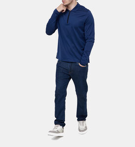 قميص بولو بأكمام طويلة بياقة بنصف سحّاب