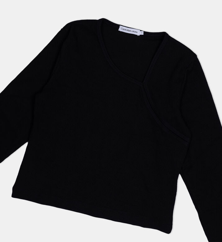 بلوزة قطن بياقة غير متماثلة